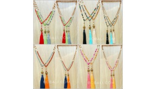 ceramic glass beads colorful necklace tassels free shipping 40 pieces